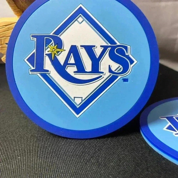 MLB TAMPA BAY  RAYS BULLDOG BEWARE OF  RAYS FANS 8” STATUTE AND COASTERS - Picture 9 of 9